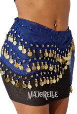 Hip scarf blue with gold coins