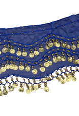 Hip scarf blue with gold coins