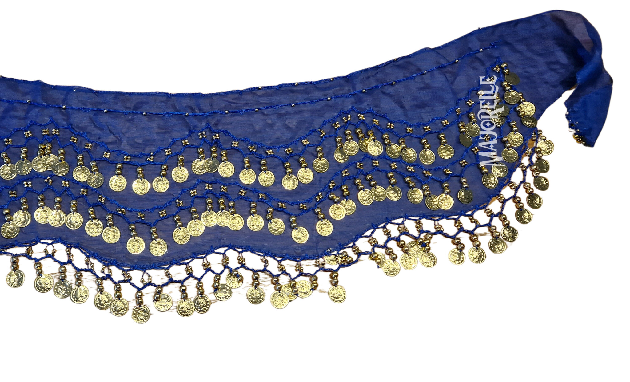 Hip scarf blue with gold coins