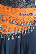Hip scarf orange with silver coins