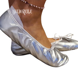 Leder Tanzschläppchen - Bauchtanzschuhe in Silber