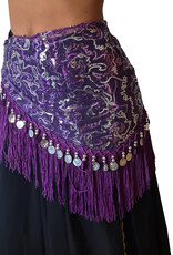 Majorelle Hip scarf with silver accents, purple with silver coins