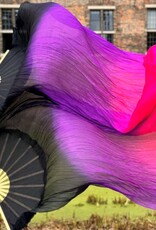 Fächerschleier / Fan-Schleier aus Seide in schwarz-lila-fuchsia