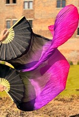 Fächerschleier / Fan-Schleier aus Seide in schwarz-lila-fuchsia
