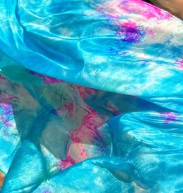 Silk belly dance veil tie dye green turquoise pinksilent night