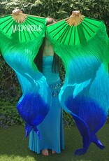 Fächerschleier aus Seide in grün-türkis-blau
