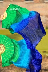 Fächerschleier aus Seide in grün-türkis-blau