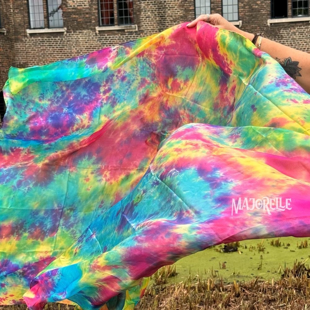 Silk veil half round Spring tie dye