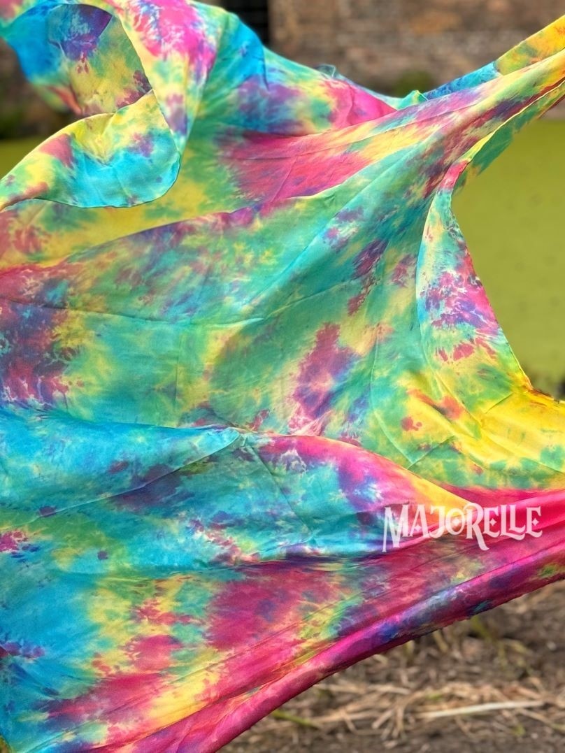 Silk veil half round Spring tie dye