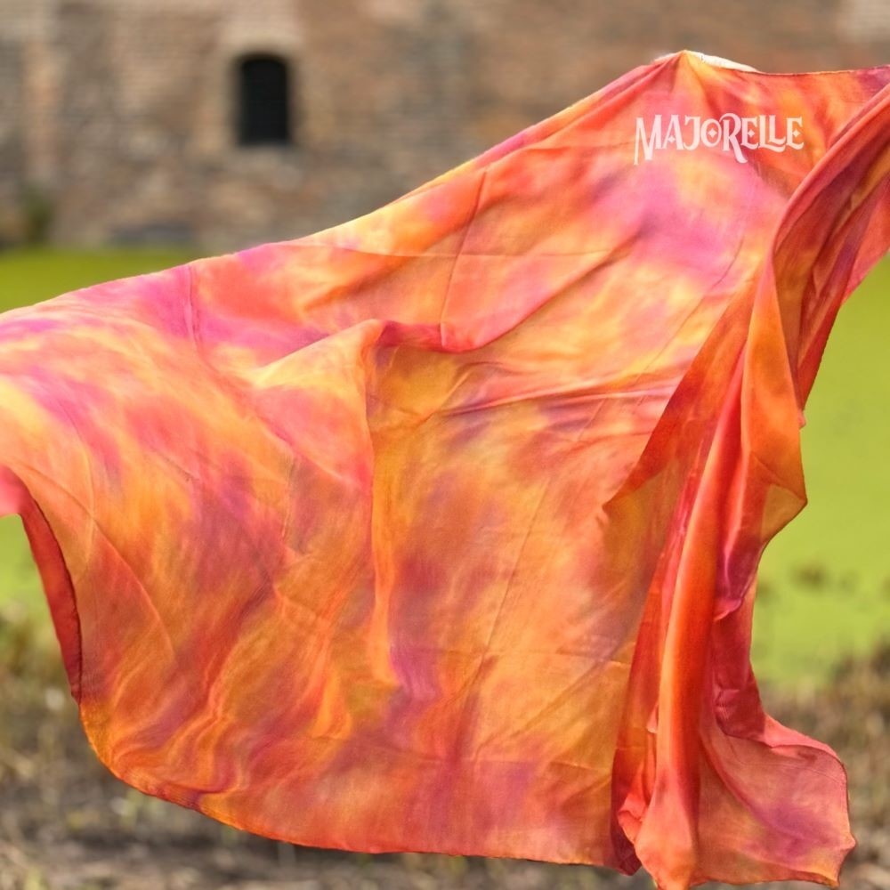 Silk belly dance veil tie dye copper 
