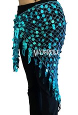 New; Hip scarf turquoise with large sequins