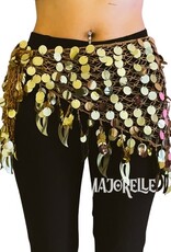 New; Hip scarf gold with large sequins