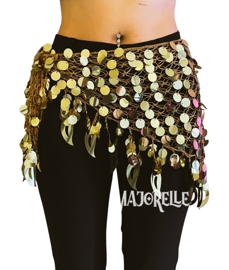 New; Hip scarf gold with large sequins