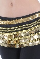 Hüfttuch schwarz mit goldenem Band