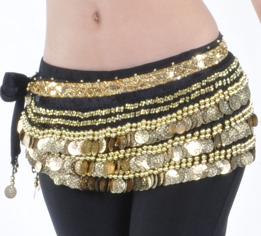 Hüfttuch schwarz mit goldenem Band