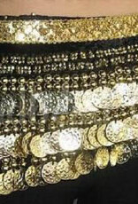 Hüfttuch schwarz mit goldenem Band