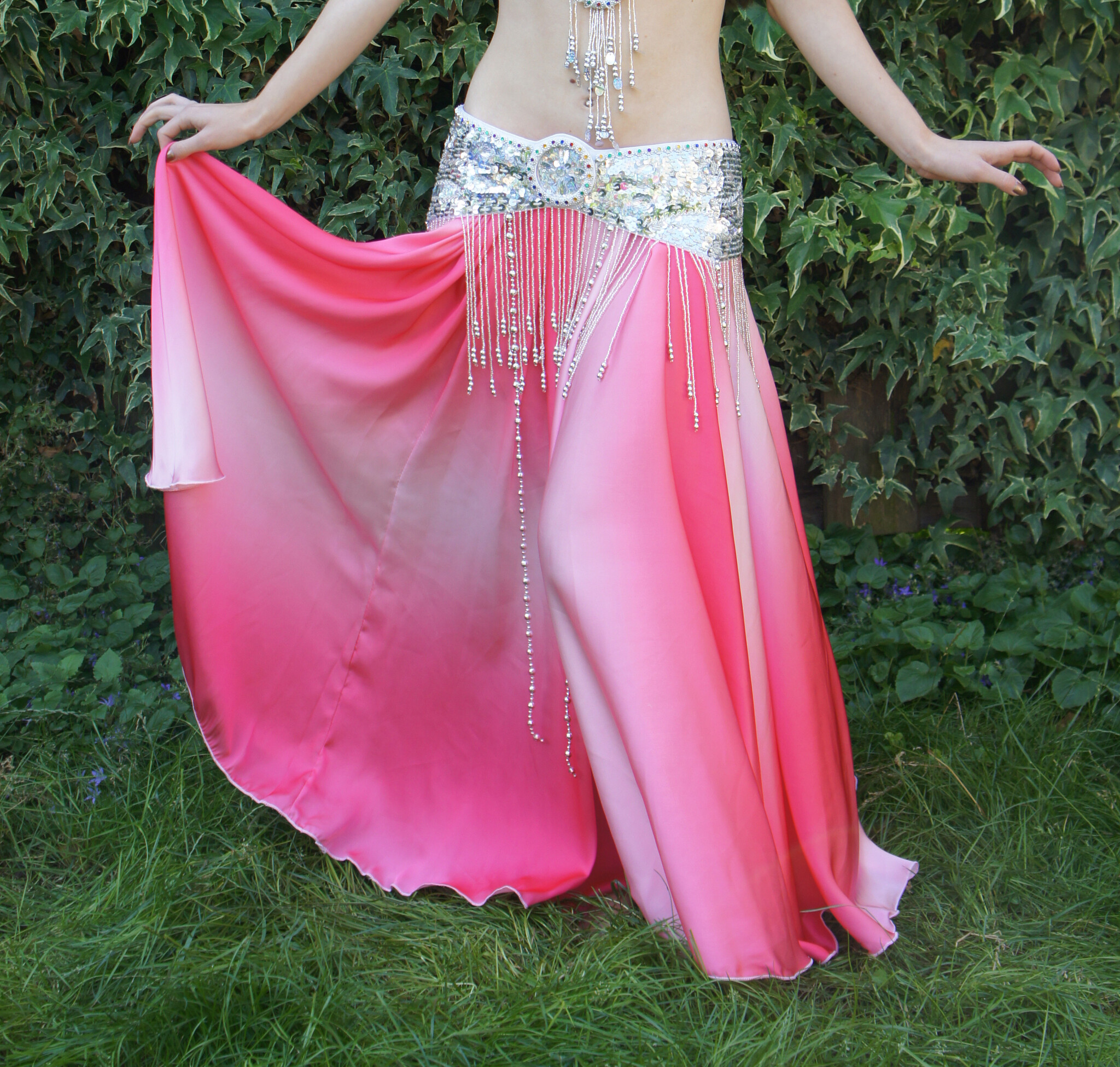 Skirt with gradient color in pink/white
