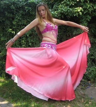 Skirt with gradient color in pink/white