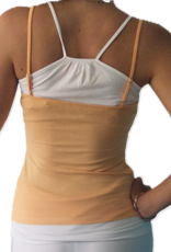 Yoga spaghetti twin tank top peach with white