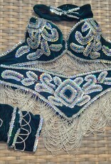 Velvet costume bra, belt and small sleeves