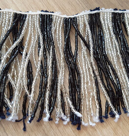 Beaded strip with black/silver strands