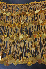 Beaded strip with gold strands with many beads