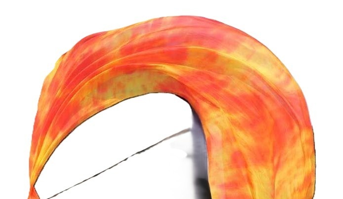 Bauchtanz Poi aus Seide in Flame orange gelb tie dye [