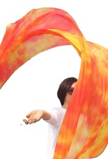 Silk belly dance poi / voi Flame orange yellow tie dye ]