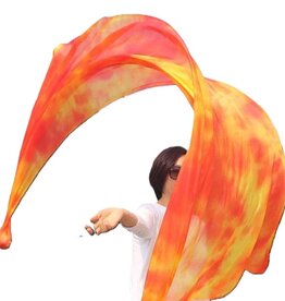 Bauchtanz Poi aus Seide in Flame orange gelb tie dye