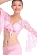 Light pink lace top with trumpet sleeve