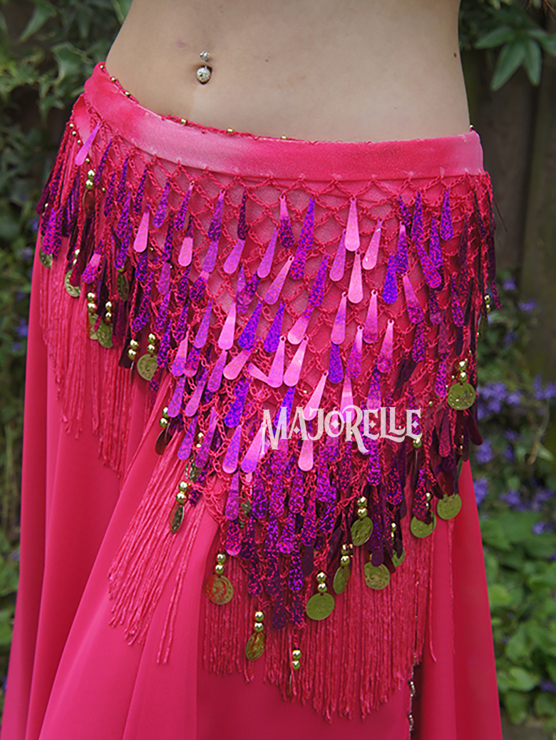 Fuchsia hip scarf with teardrop sequins