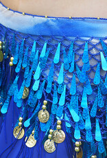 Hüfttuch mit schöne Pailletten in blau