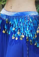 Blue hip scarf with teardrop sequins