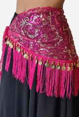 Hüfttuch fuchsia mit schöne Akzenten mit goldenen Münzen