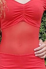 Belly dance catsuit sleeveless in red