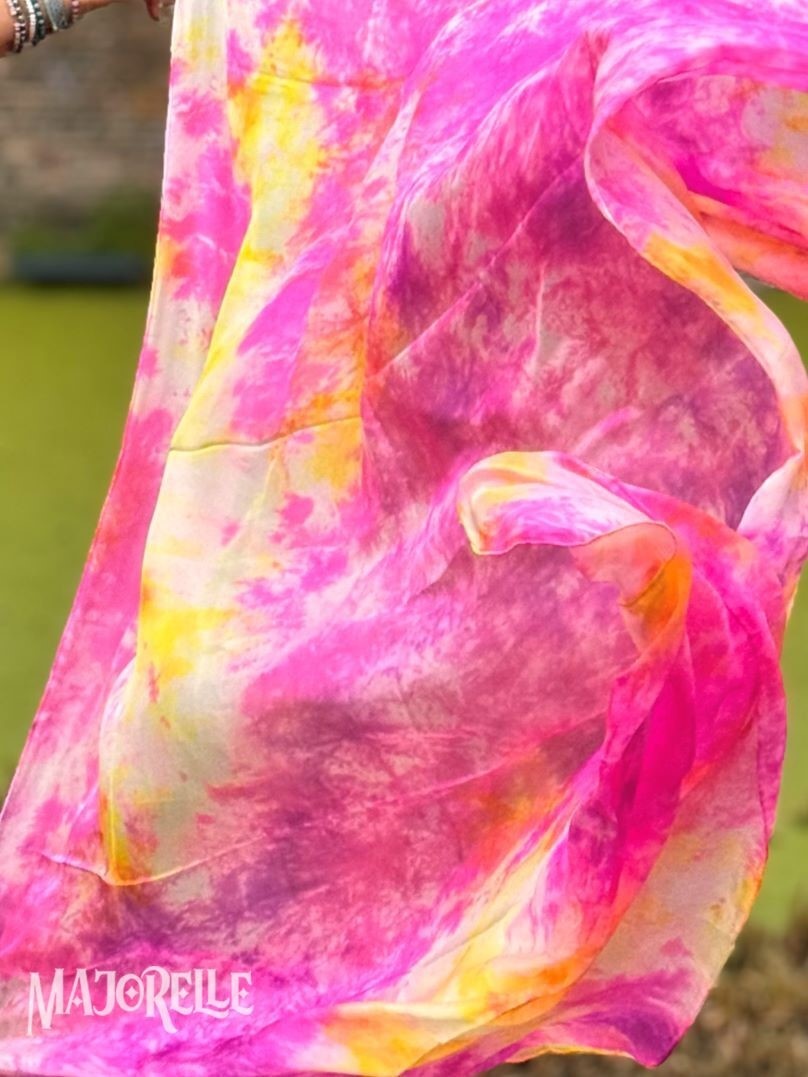Silk belly dance veil tie dye Peony