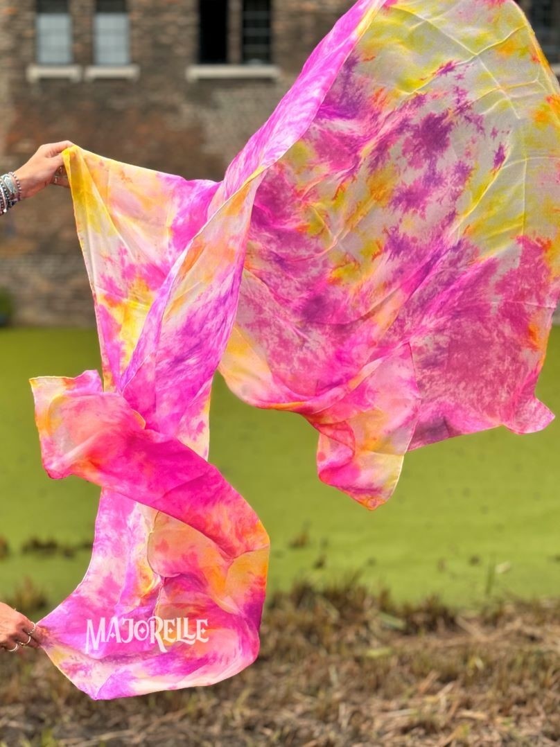 Silk belly dance veil tie dye Peony