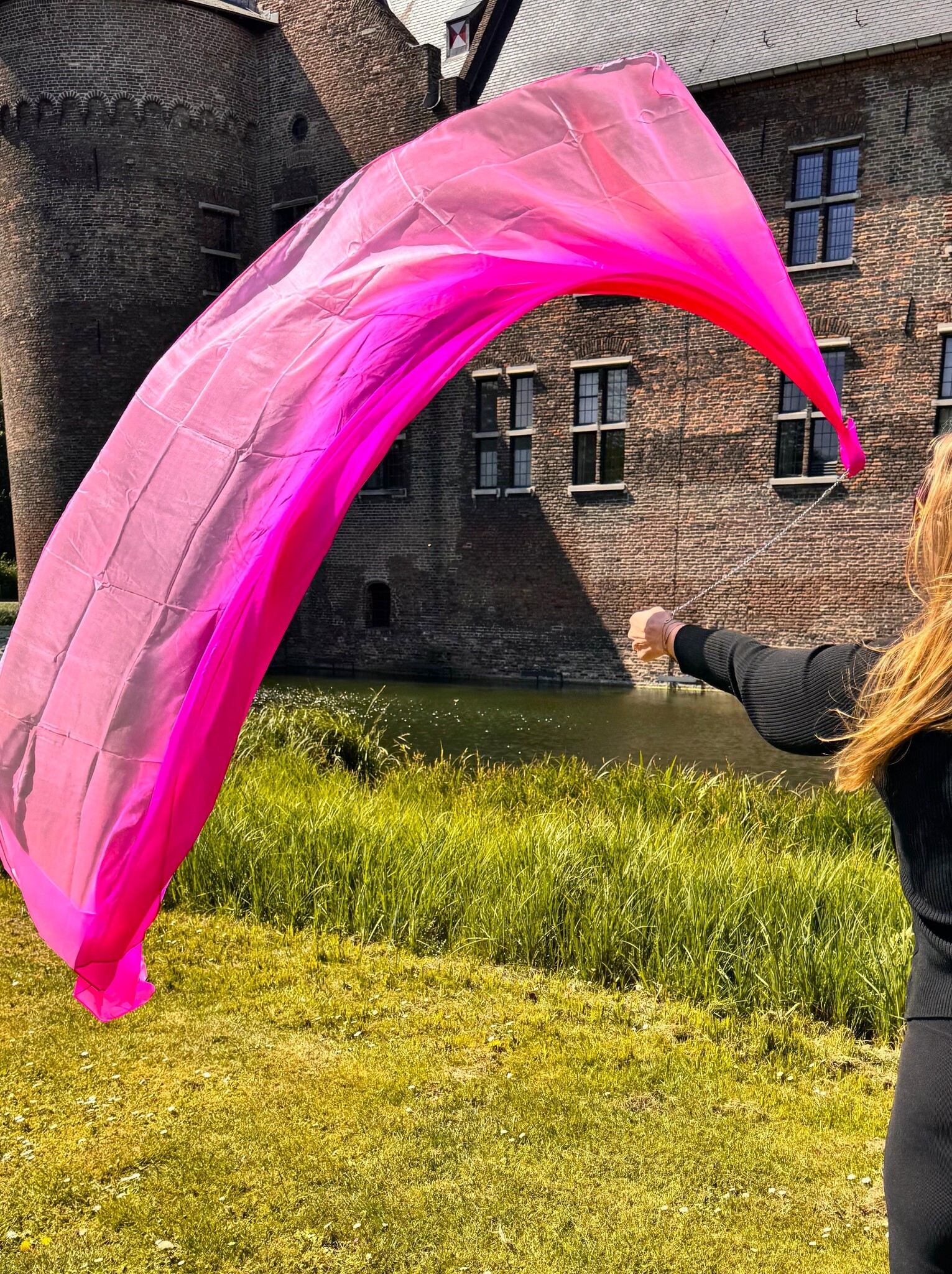 Bauchtanz Poi / Voi  aus Seide in fuchsia