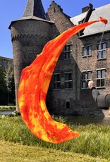 Silk belly dance poi / voi Flame orange yellow tie dye ]