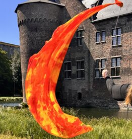 Bauchtanz Poi aus Seide in Flame orange gelb tie dye