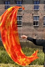 Bauchtanz Poi aus Seide in Flame orange gelb tie dye [