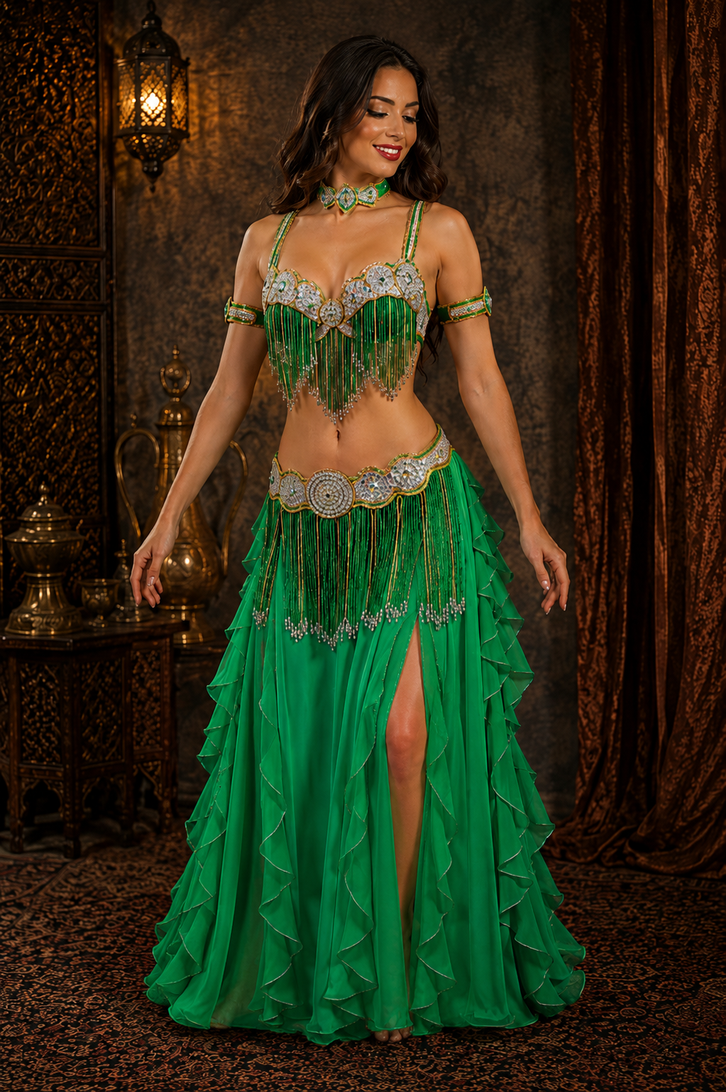 Belly dance costume green