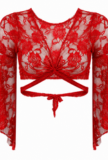Lace Top red with trumpet arms