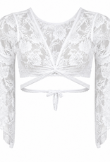 Lace Top white with trumpet arms