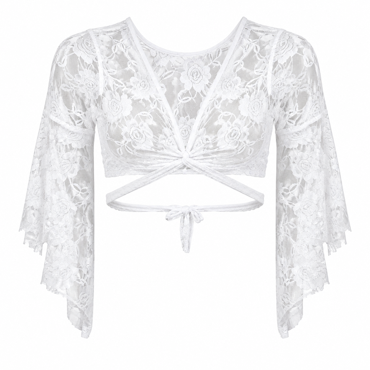 Lace Top white with trumpet arms