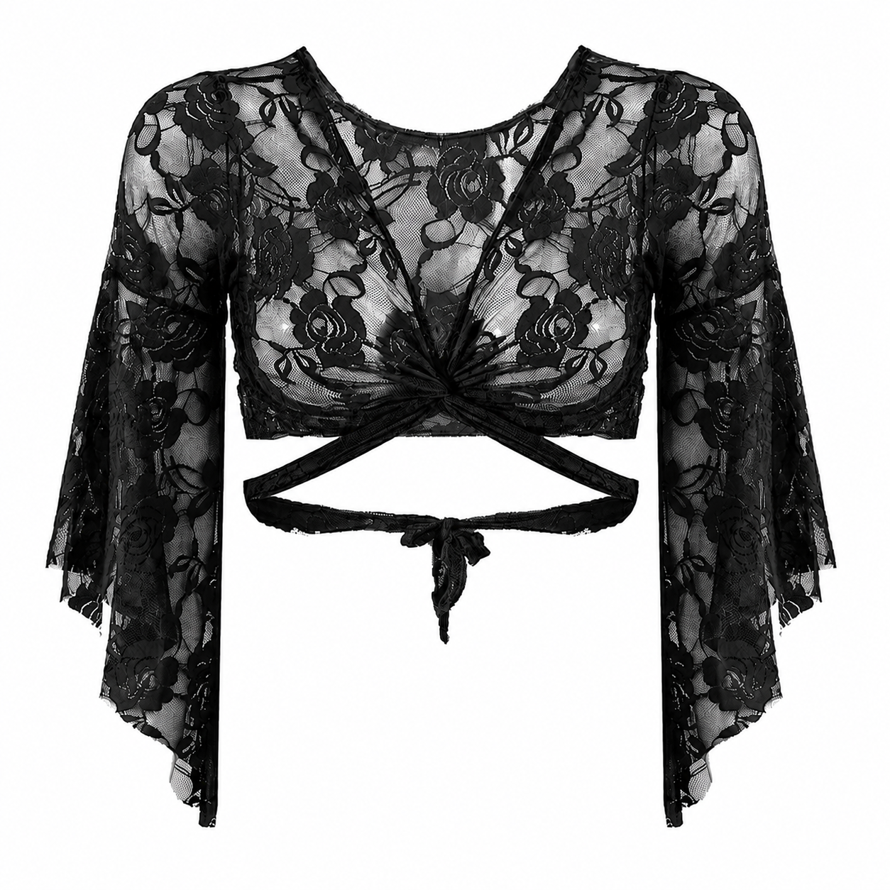 Top in schwarz aus Spitzenstoff.