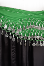 Hip scarf green with silver coins