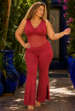 Bauchtanz Catsuit ärmellos bordeaux Powermesh