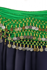 Hip scarf green with gold coins