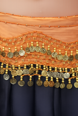 Hüfttuch orange mit goldenen Münzen